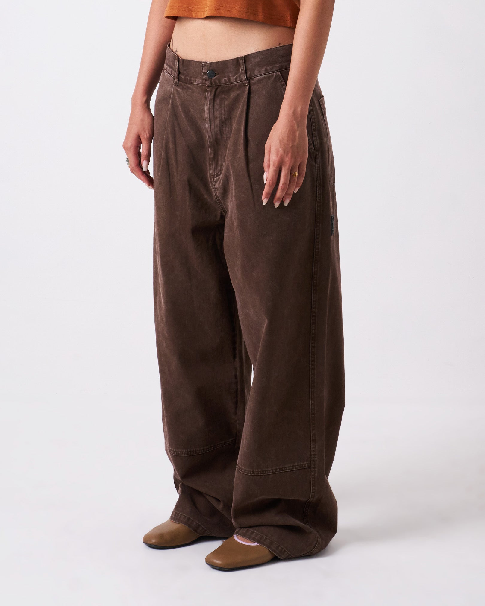 Earth Washed Pleated Pants